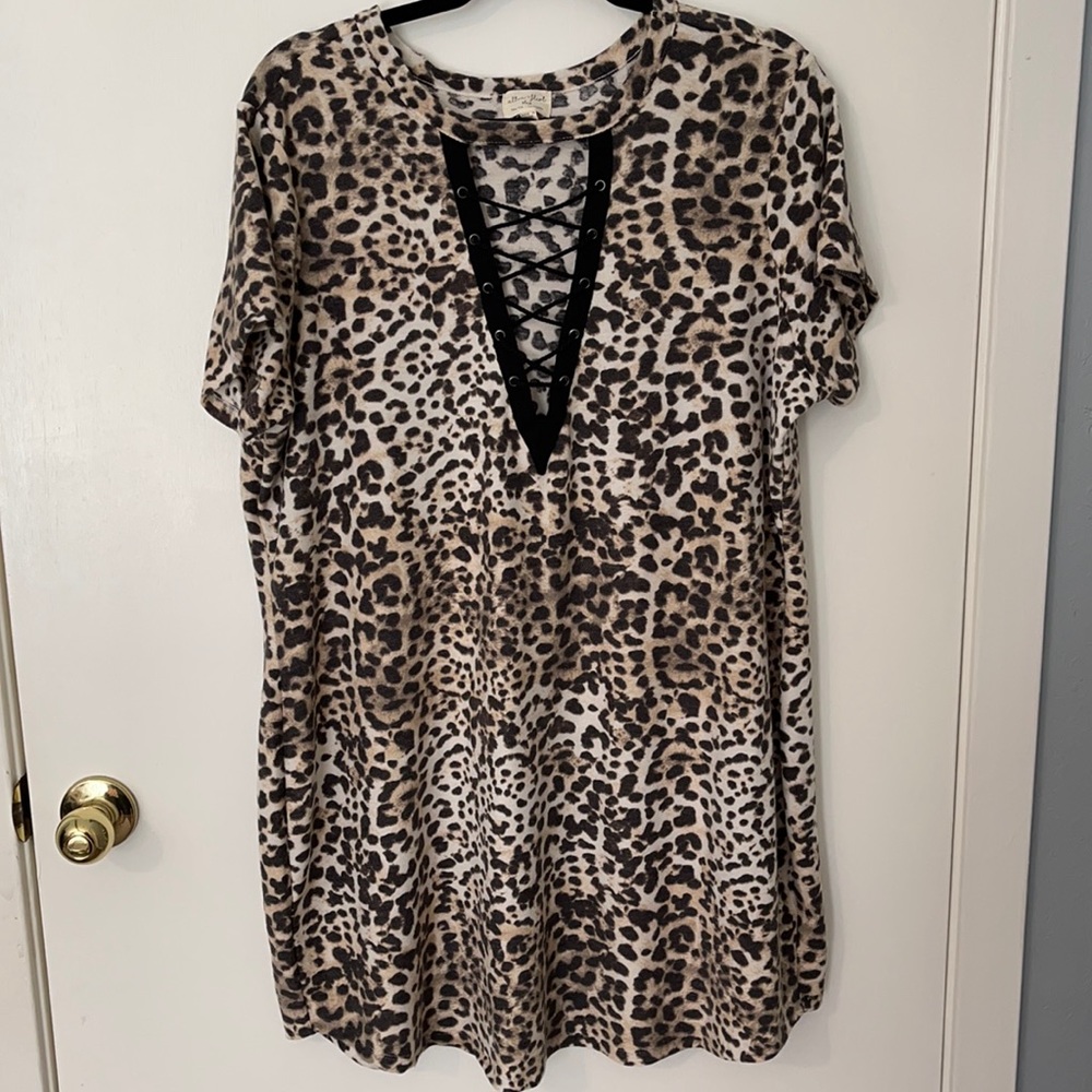 Cheetah lace up top